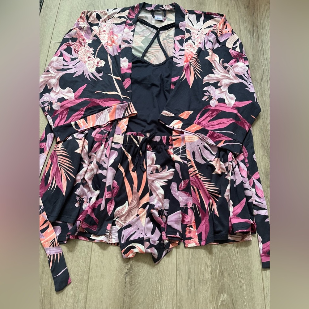 Floral Robe Pajama Set